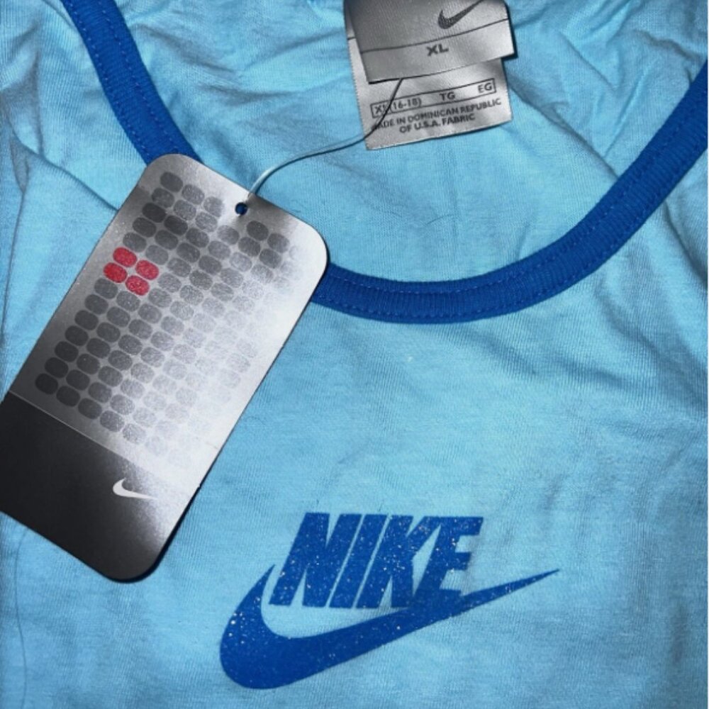 Nike Classic Women's Tank Top T-shirt Sleeveless Blue Sparkling Logo Retro XL